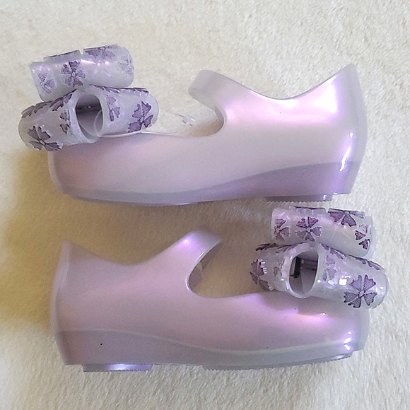New Without Tags Mini Melissa Lavender Bow Jelly Shoes Baby Girl Size 5 - Picture 9 of 10